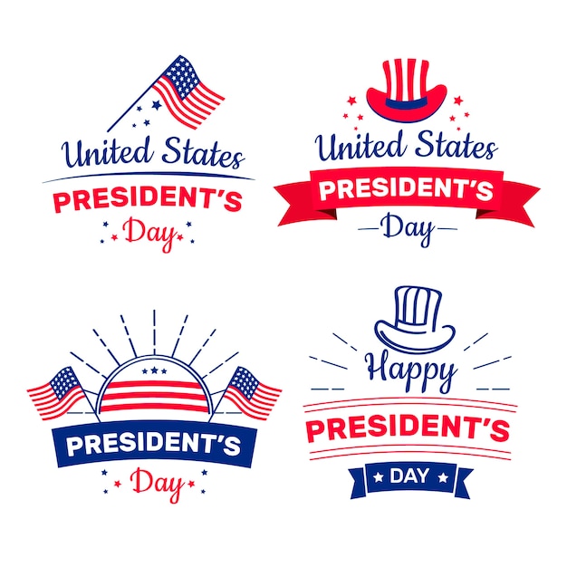 Free vector president's day label collection