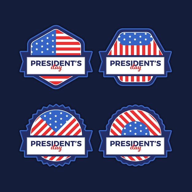 Free vector president's day label pack