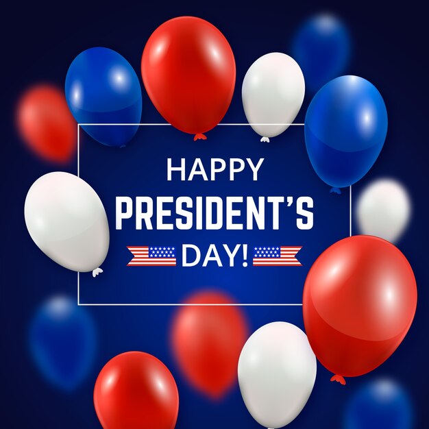 President's day lettering with realistic balloons