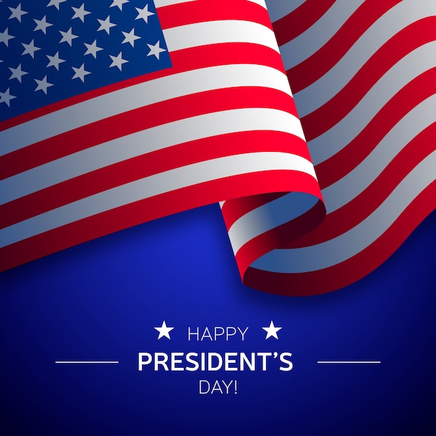 President's day lettering with realistic flag
