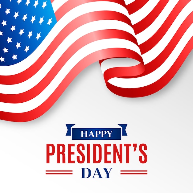 President's day realistic flag and lettering