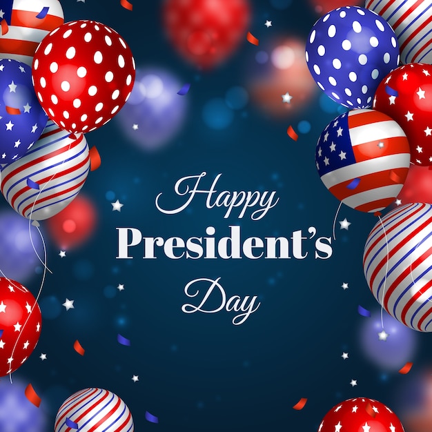 President's day with colorful realistic balloons