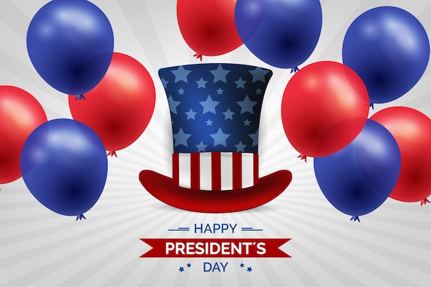 President's day with realistic balloons and hat