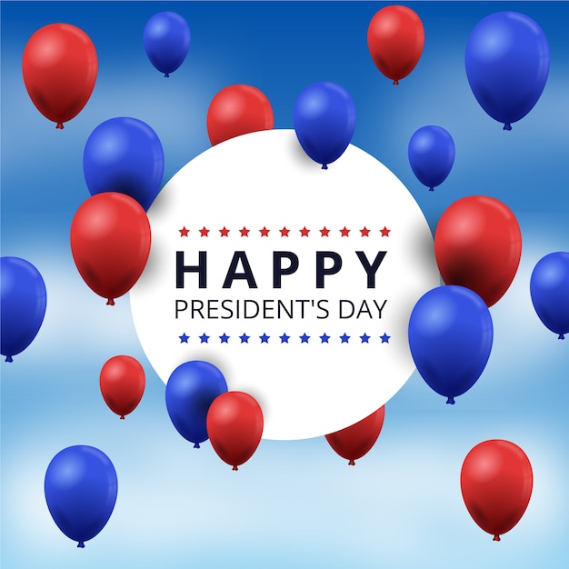 Free vector president's day with realistic balloons and sky