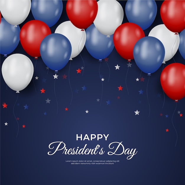 Free vector president's day with realistic balloons and stars