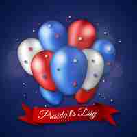 Free vector president's day with realistic balloons and stars