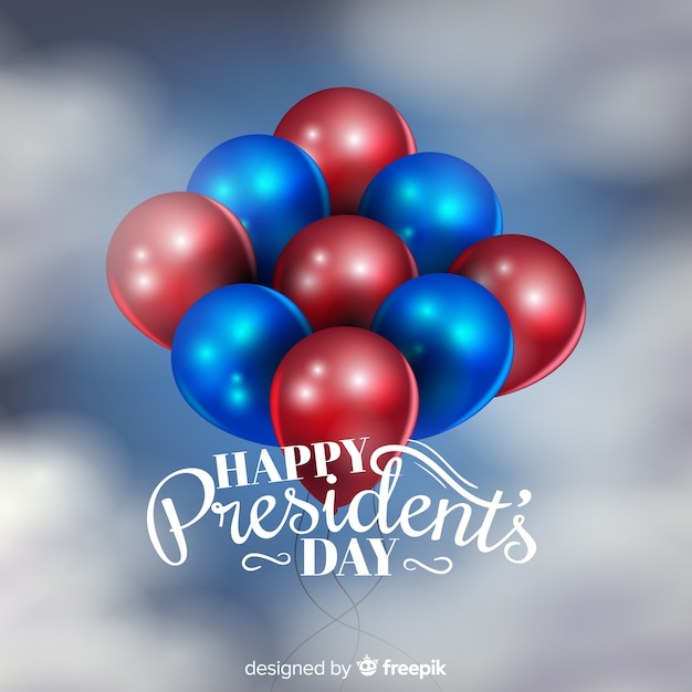 Free vector president's day with realistic balloons