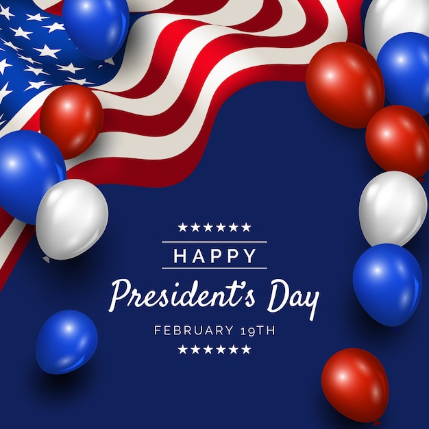 President's day with realistic balloons