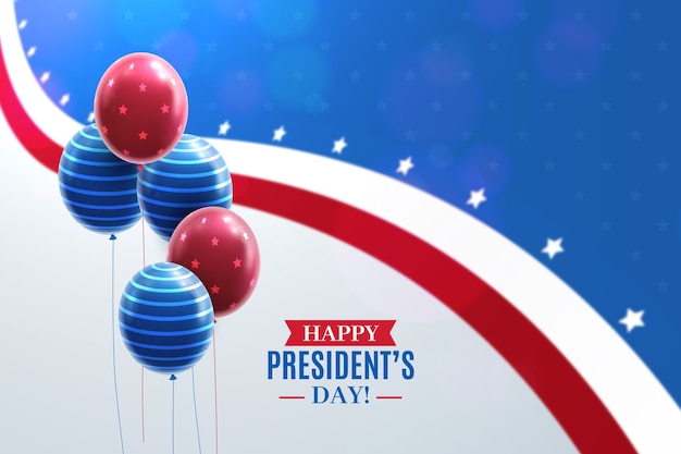 Бесплатное векторное изображение Президентский день с реалистичными воздушными шарами