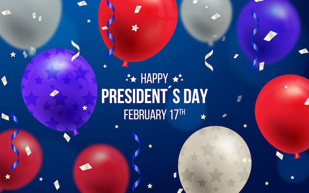 Free vector president's day with realistic balloons