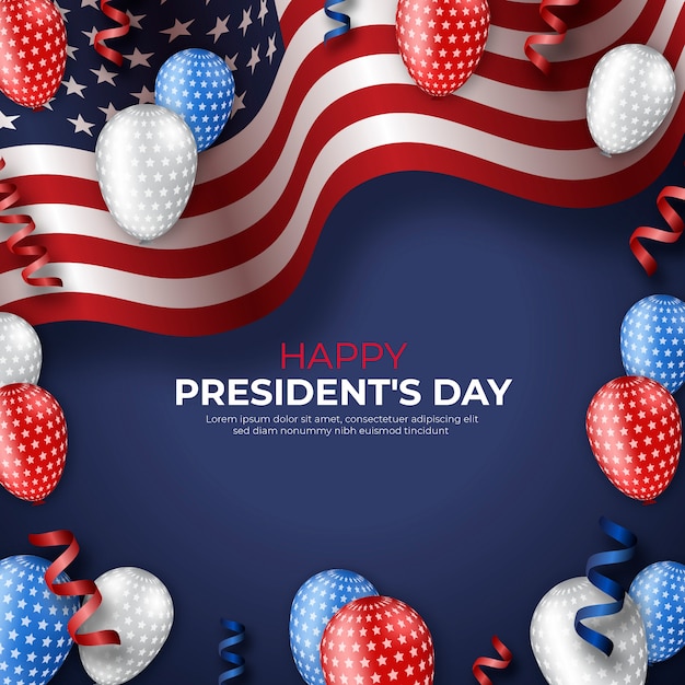 President's day with realistic balloons