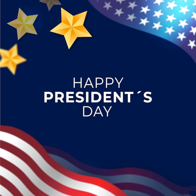 Free vector president's day with realistic flag and stars