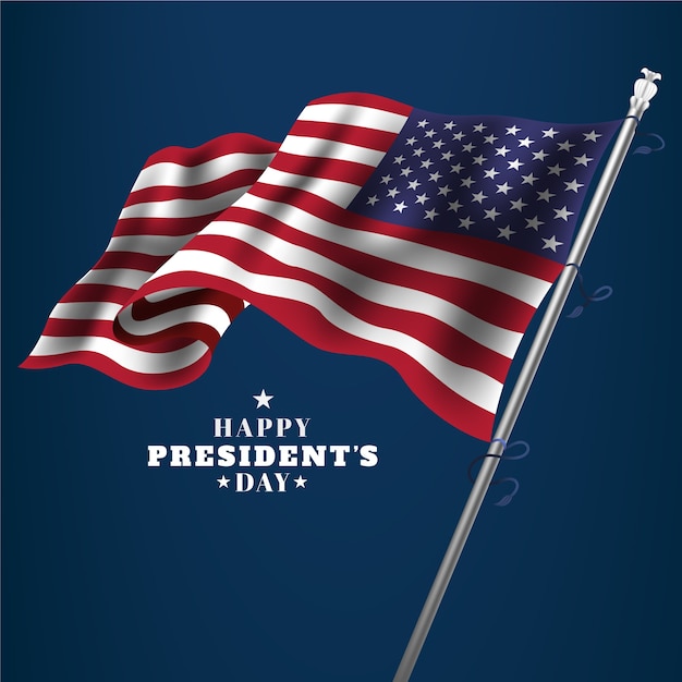 Free vector president's day with realistic flag