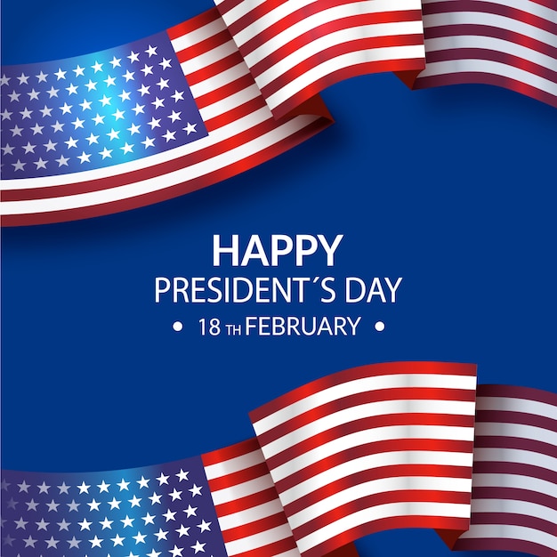 Free vector president's day with realistic flag