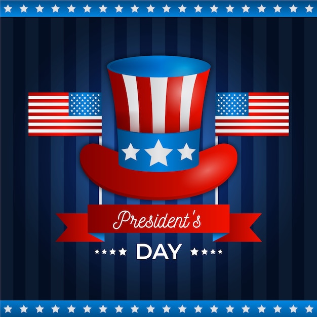 Бесплатное векторное изображение Президентский день с реалистичным флагом