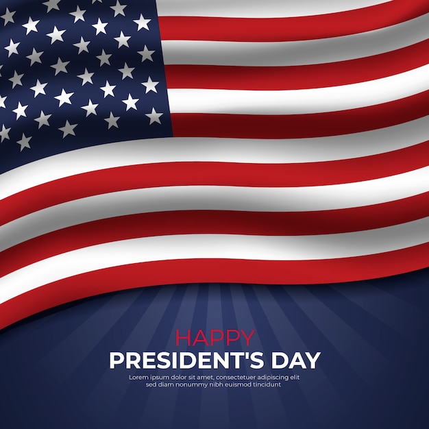 Free vector president's day with realistic flag