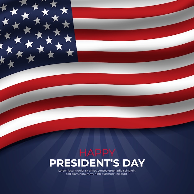 President's day with realistic flag