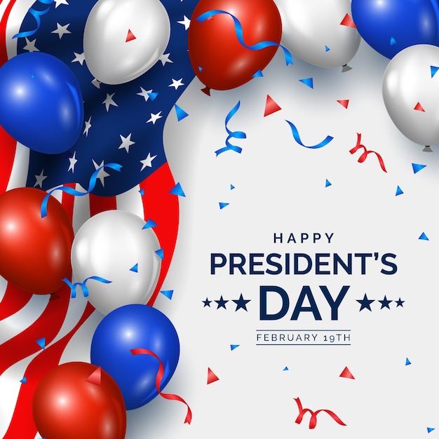 Free vector president's day with realistic ornaments