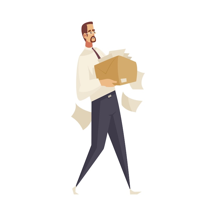 Free Vector president workplace official residence composition with isolated doodle character of worker carrying papers vector illustration