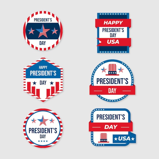 Vettore gratuito collezione di badge per il giorno dei presidenti