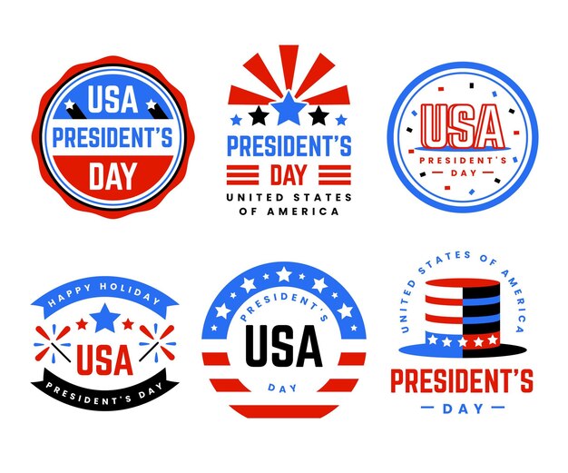 Vettore gratuito collezione di badge per il giorno dei presidenti