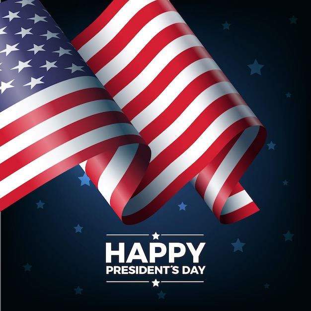 Free vector presidents day celebration with realistic flag