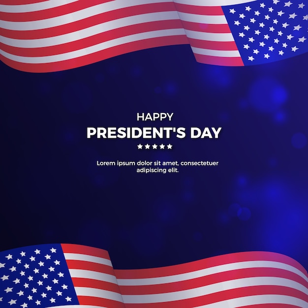 Presidents day concept with realistic flag