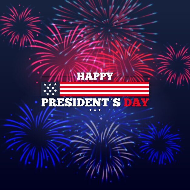 Presidents day event celebration with fireworks theme