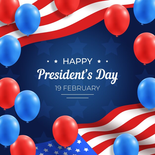 Presidents day with realistic balloons