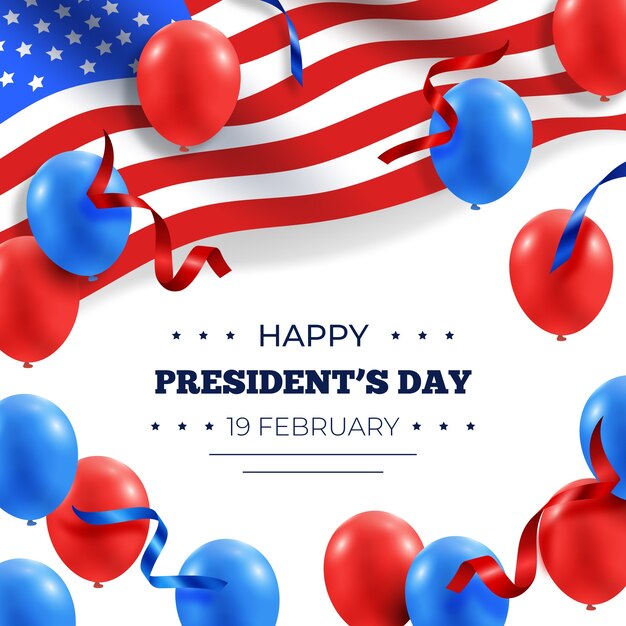 Presidents day with realistic balloons