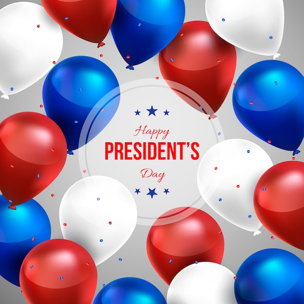 Free vector presidents day with realistic balloons