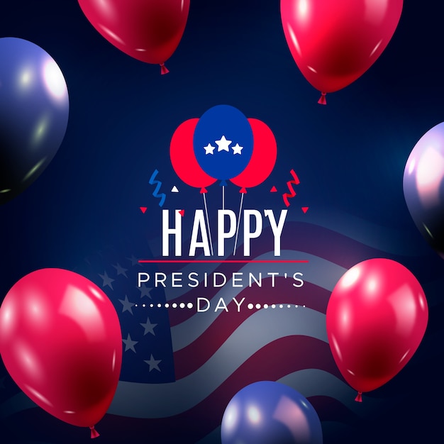 Free vector presidents day with realistic balloons