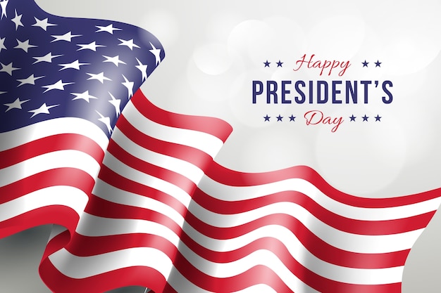Free vector presidents day with realistic flag and greeting