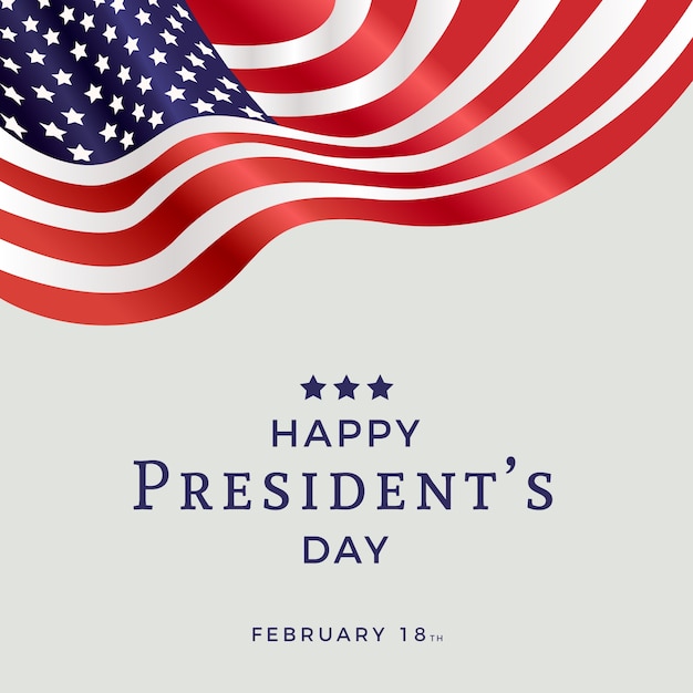 Free vector presidents day with realistic flag