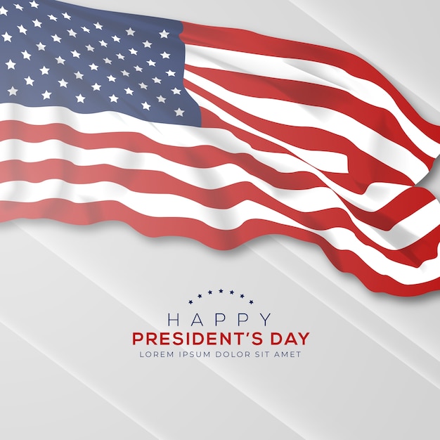 Free vector presidents day with realistic flag