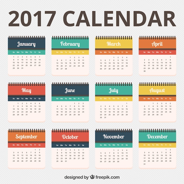 Free vector pretty 2017 calendar template