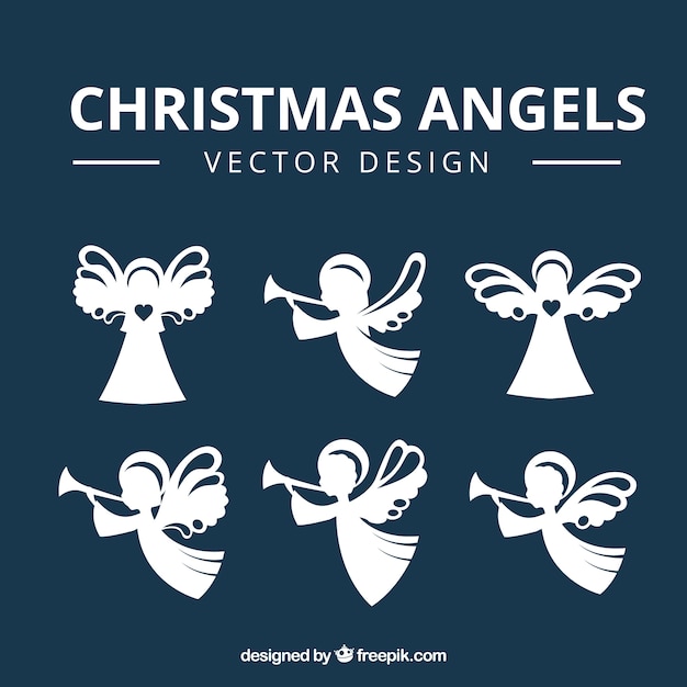 Premium Vector Pretty Angels Silhouettes Set