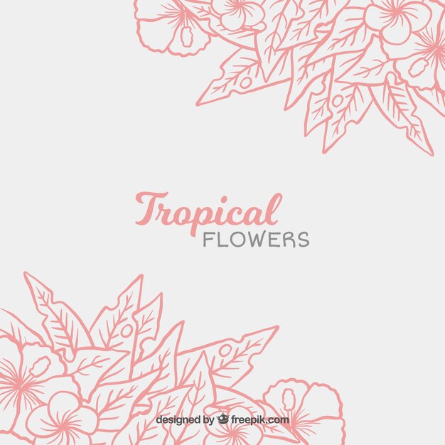 Pretty background of hand drawn leaves and flowers