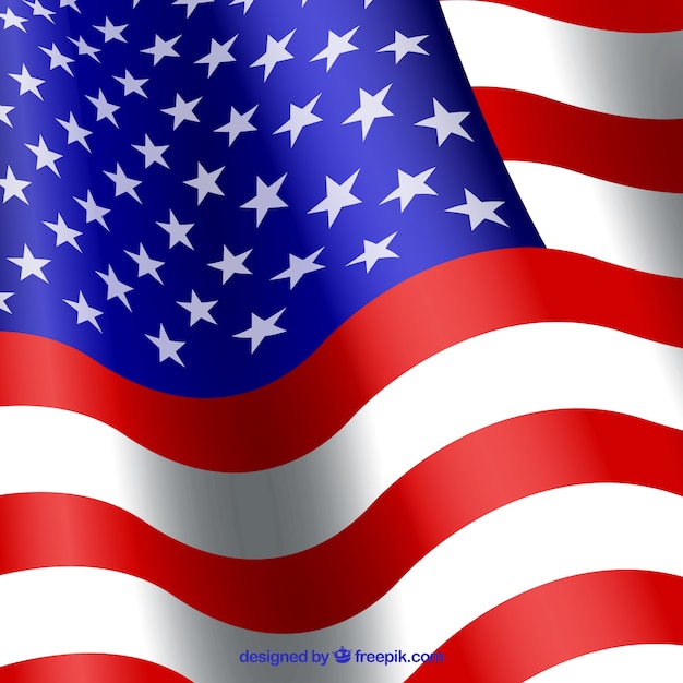 Piuttosto sfondo di ondulate bandiera americana nel design realistico