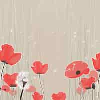 Free vector pretty background with dandelions and red flowers