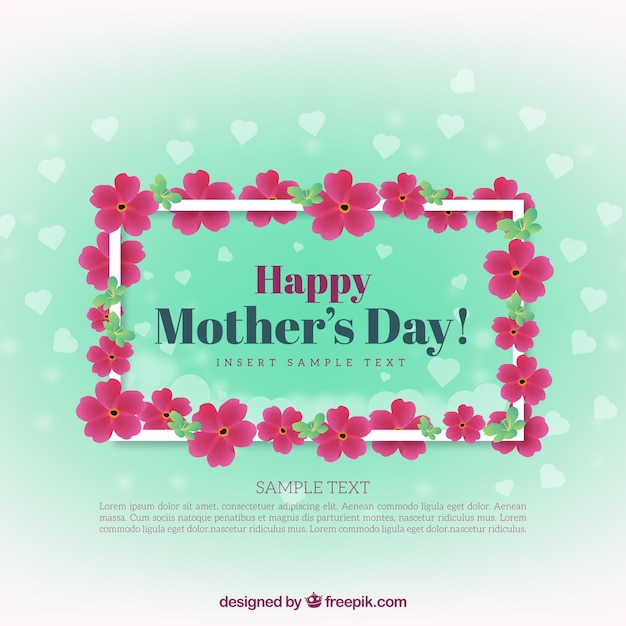 Pretty background with flowers and hearts for mother's day