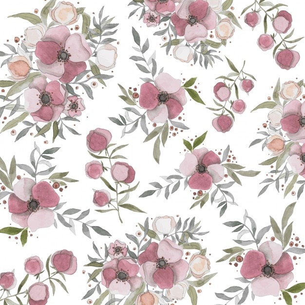 Free vector pretty background with painted flowers