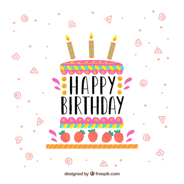 Free vector pretty birthday cake background with candles