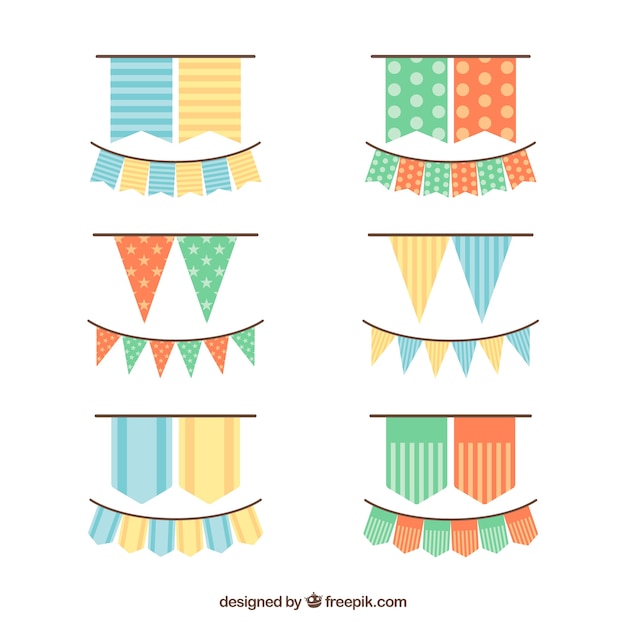 Free vector pretty birthday garlands in flat design