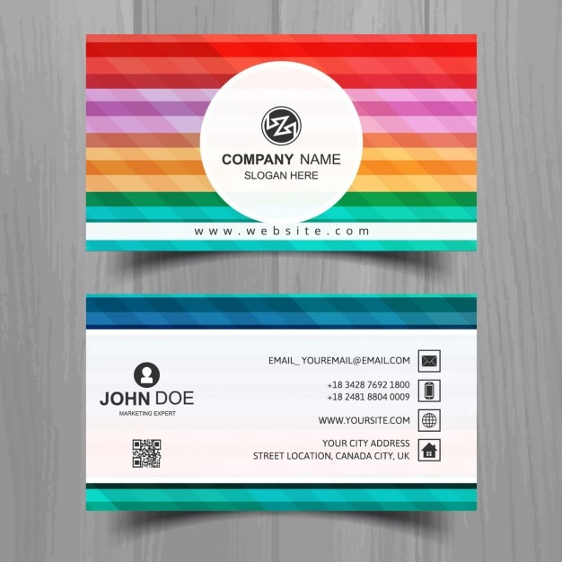 Pretty business card with full color lines