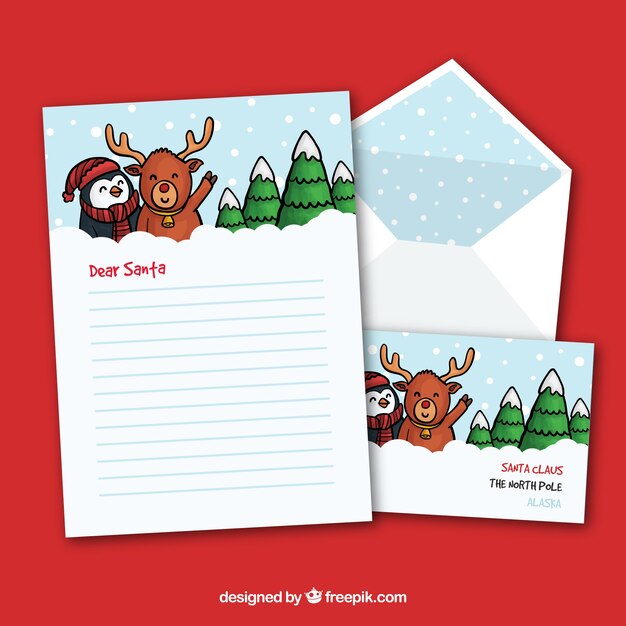 Free vector pretty christmas card with envelope