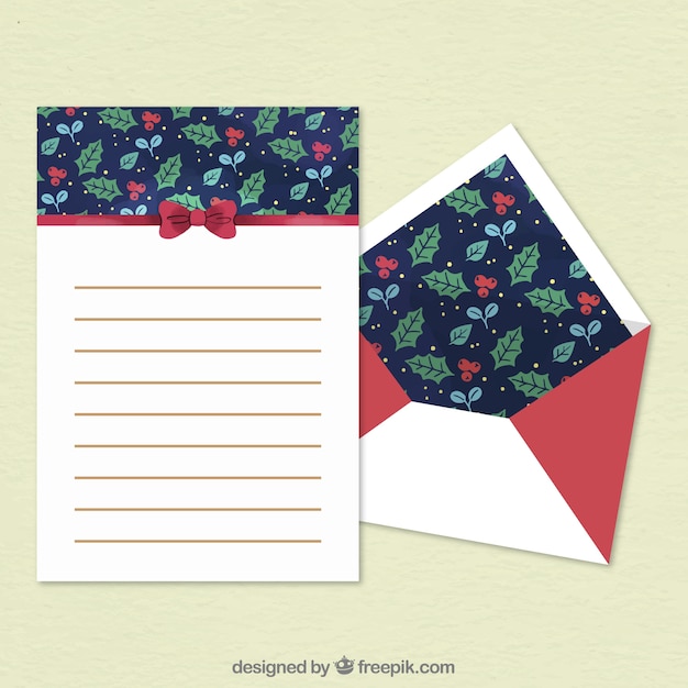 Free vector pretty christmas card with envelope