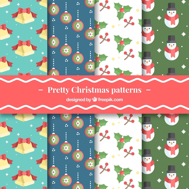 Free vector pretty christmas patterns collection