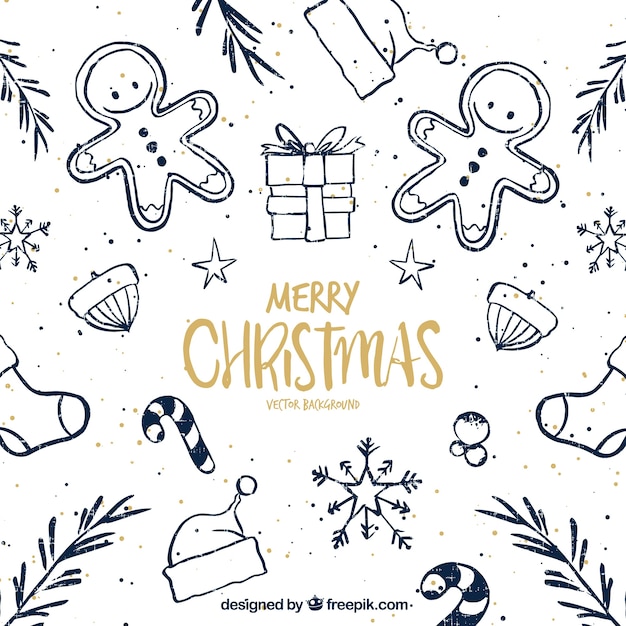 Free vector pretty christmas sketches background