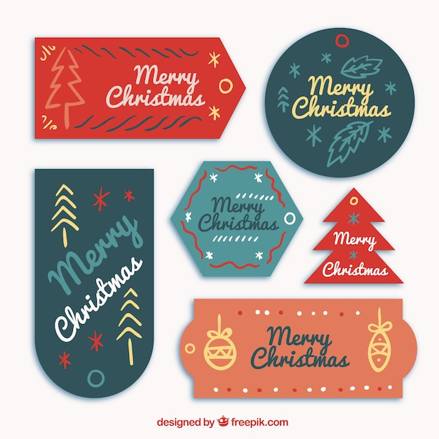 Free vector pretty christmas stickers set